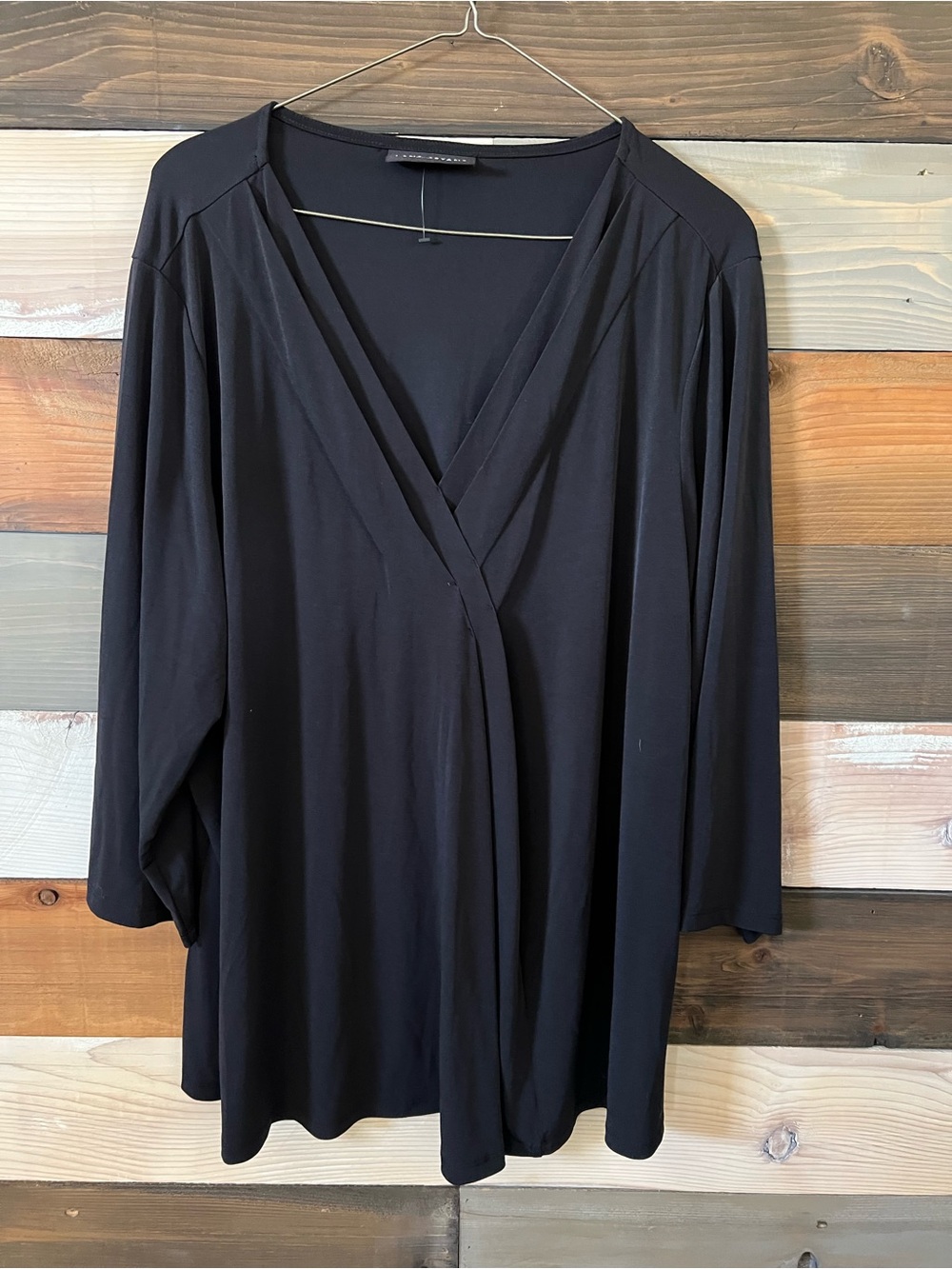 Lane Bryant Black Draped V-Neck Blouse
